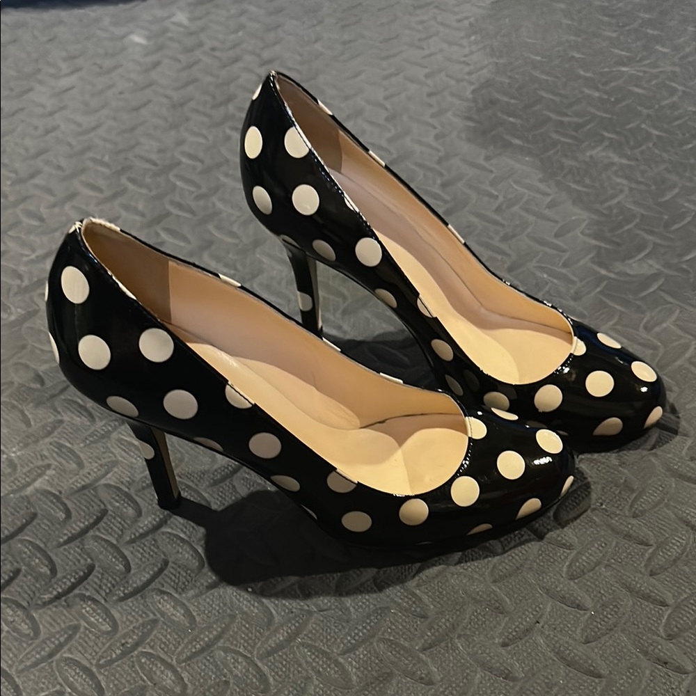 Kate Spade Polka Dot Black and Beige Women's Heels